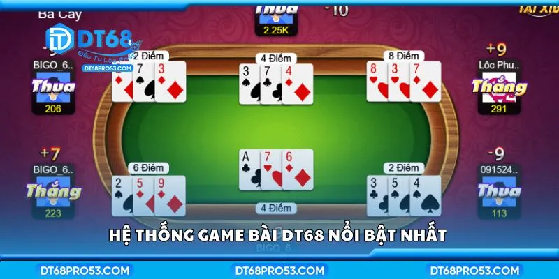 Hệ thống game bài DT68 nổi bật nhất 